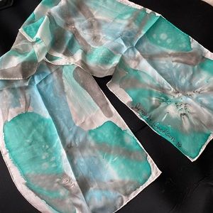 100% silk hand painted scarf signed